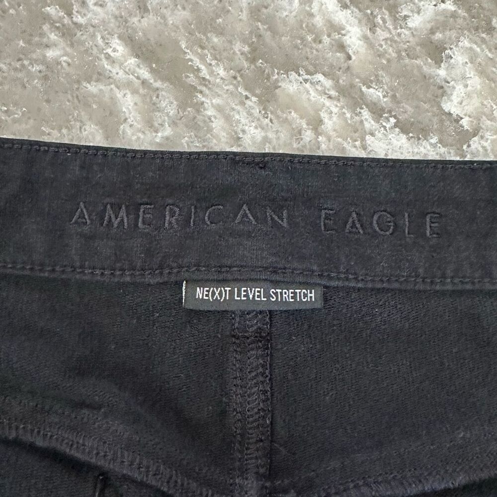 American Eagle Next Level Stretch Pants Women's16L Black Belt Loops Button Zip - Picture 2 of 11
